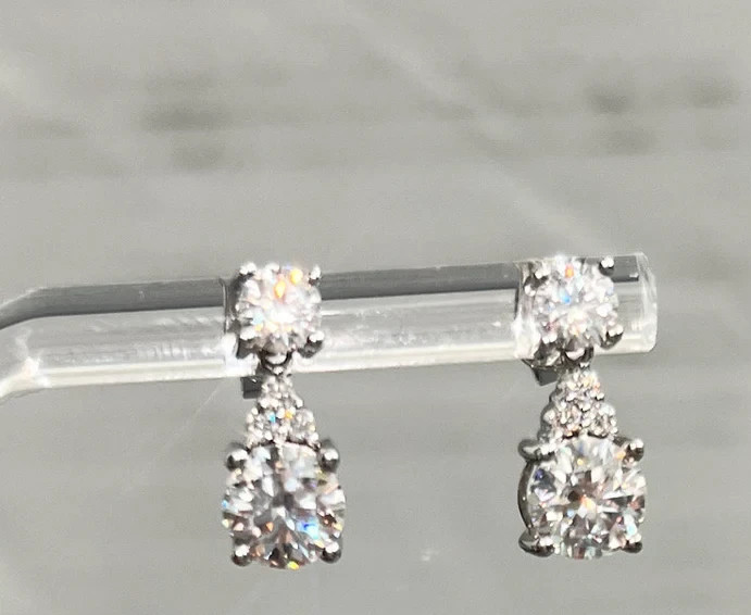 3.20Ct Round-Cut EF/VS1 Lab Grown Diamond Drop/Dangle Earring 14k White Gold