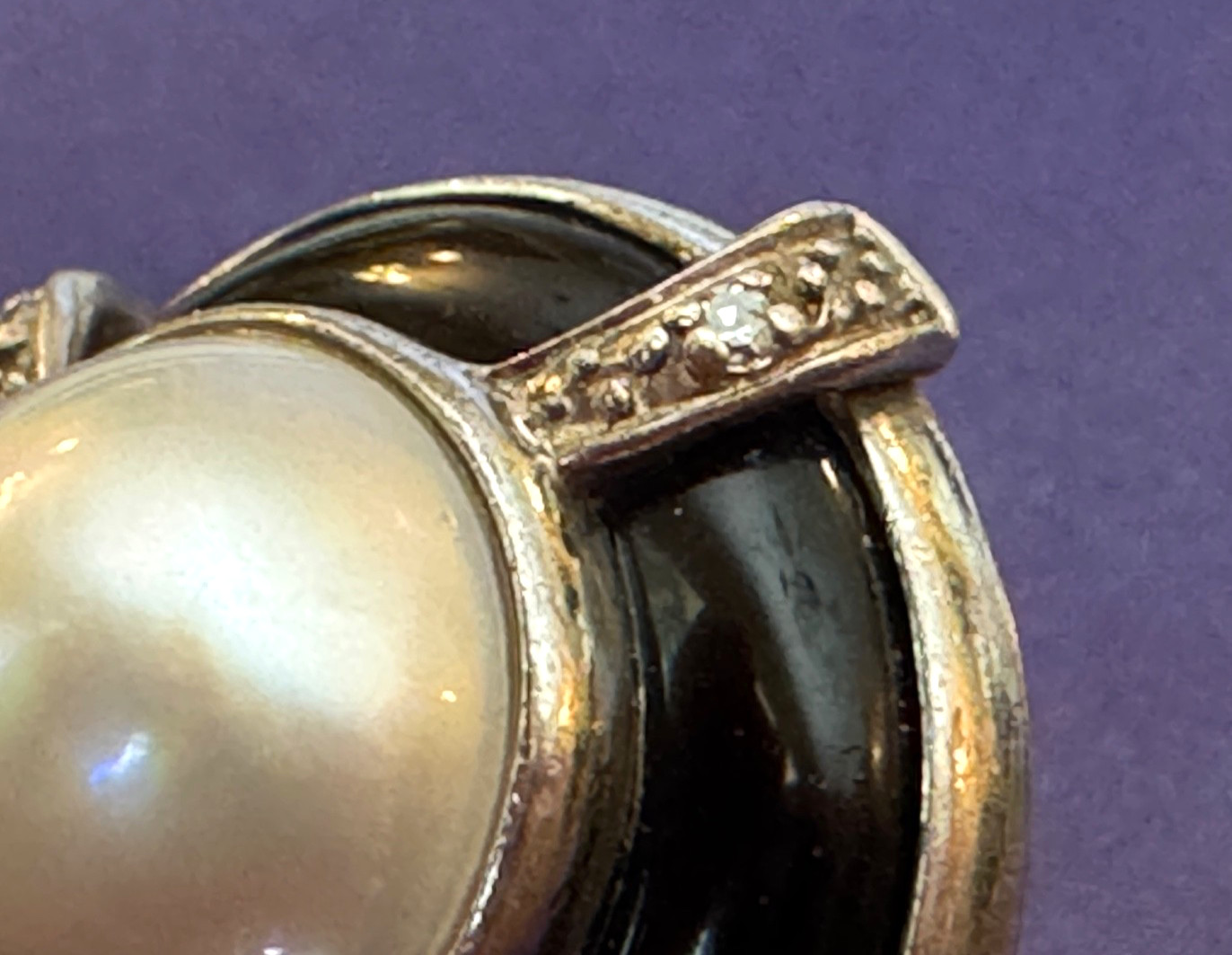 VTG Sterling Silver Pearl Earrings 925 Onyx Diamond Omega Back Classic Old Money