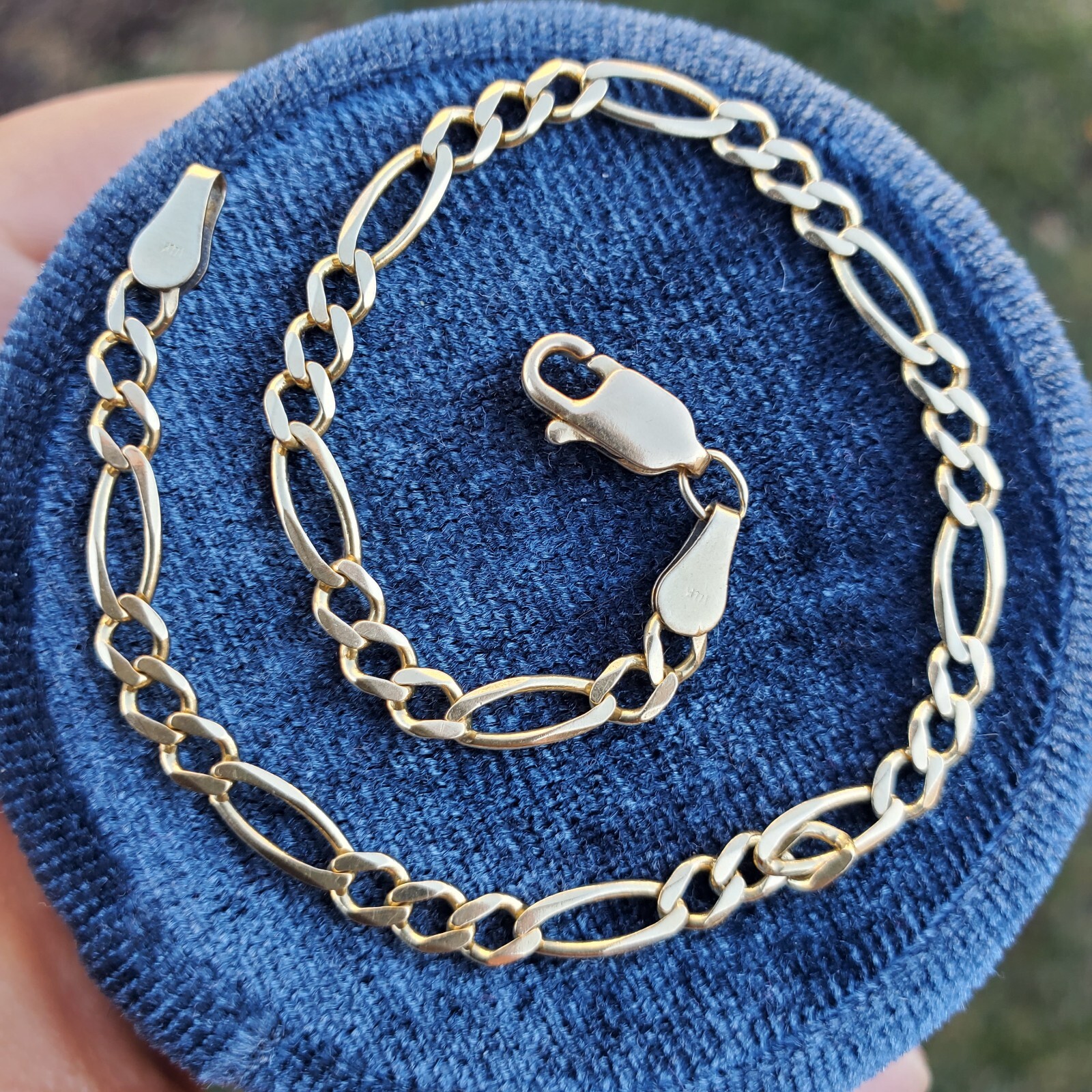 14K MICHAEL ANTHONY SOLID YELLOW GOLD FIGARO CHAIN BRACELET- 7.25″ IN. **UNISEX*