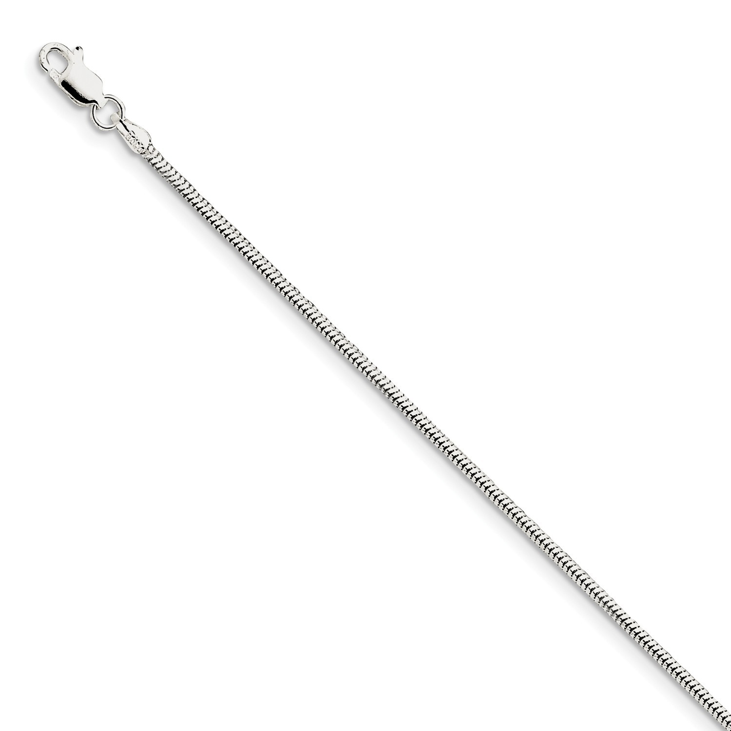 Sterling Silver Hollow 2mm Diamond Cut Snake Bracelet w/ Lobster Clasp 7″ – 8″