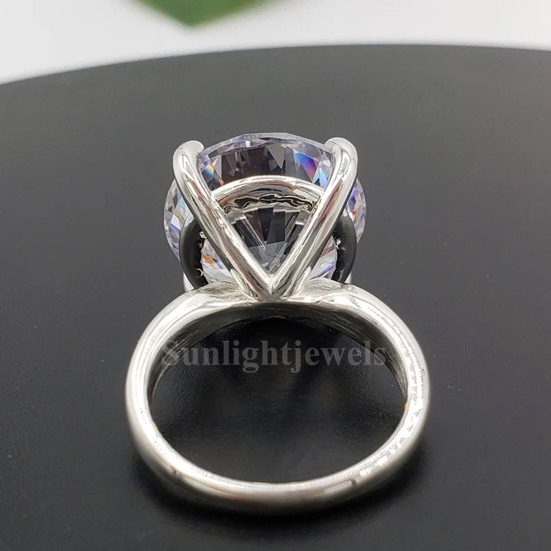 RARE 10 Ct Certified White Round Cut Treated Diamond Solitaire Ring-925 Silver