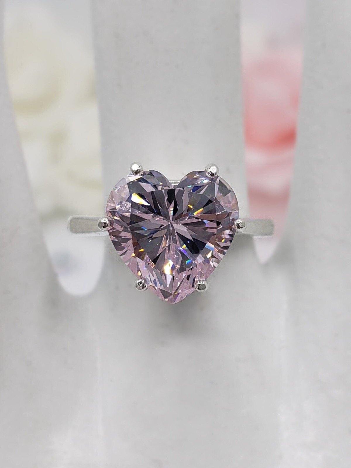 2.50 Ct Certified Heart Cut Solitaire White Treated Diamond 925 Silver Ring