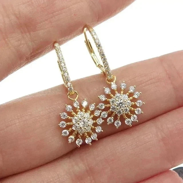 2 Ct Round Cut White Moissanite Drop & Dangle Earrings 14K Yellow Gold Plated