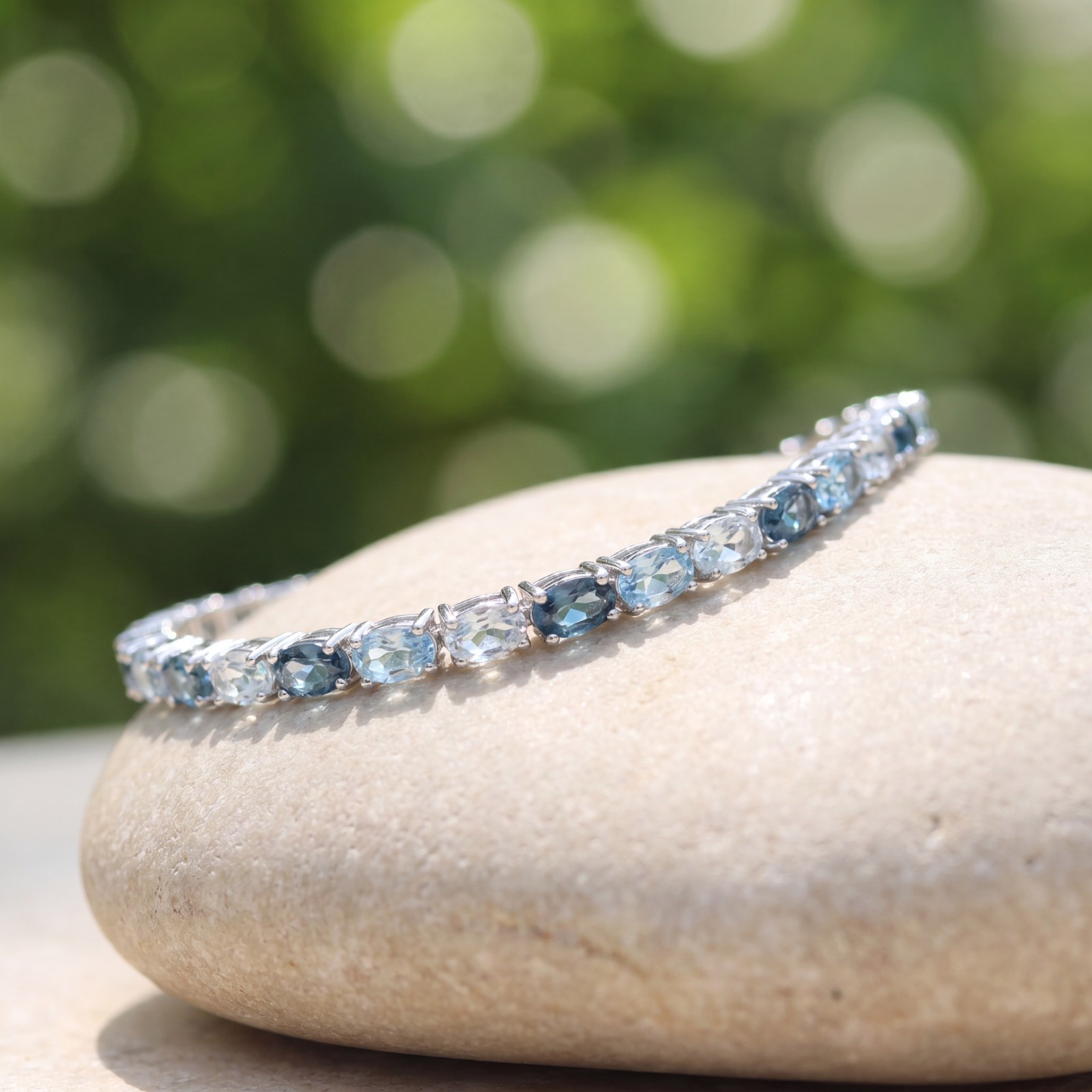 925 Sterling Silver “I’ve Got the Blues” Mixed Blue Topaz Tennis Bracelet