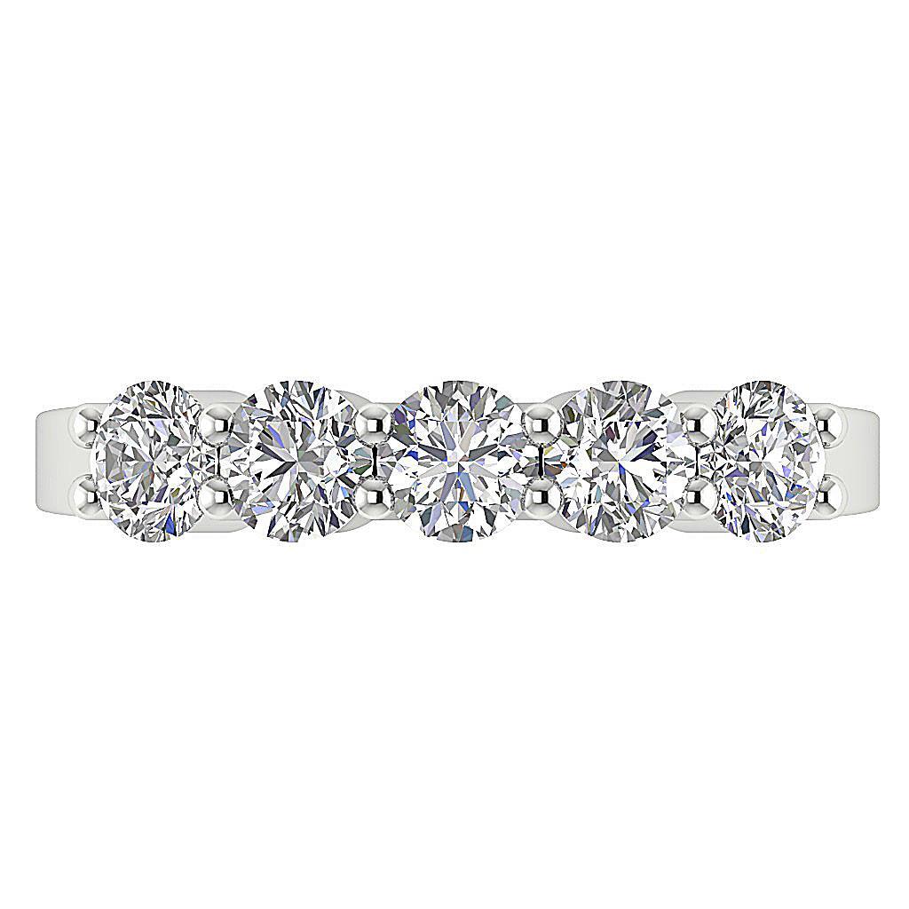 VS F 1.75 Ct Lab Grown Diamond 5 Stone Engagement Ring 14K Rose Gold Prong Set