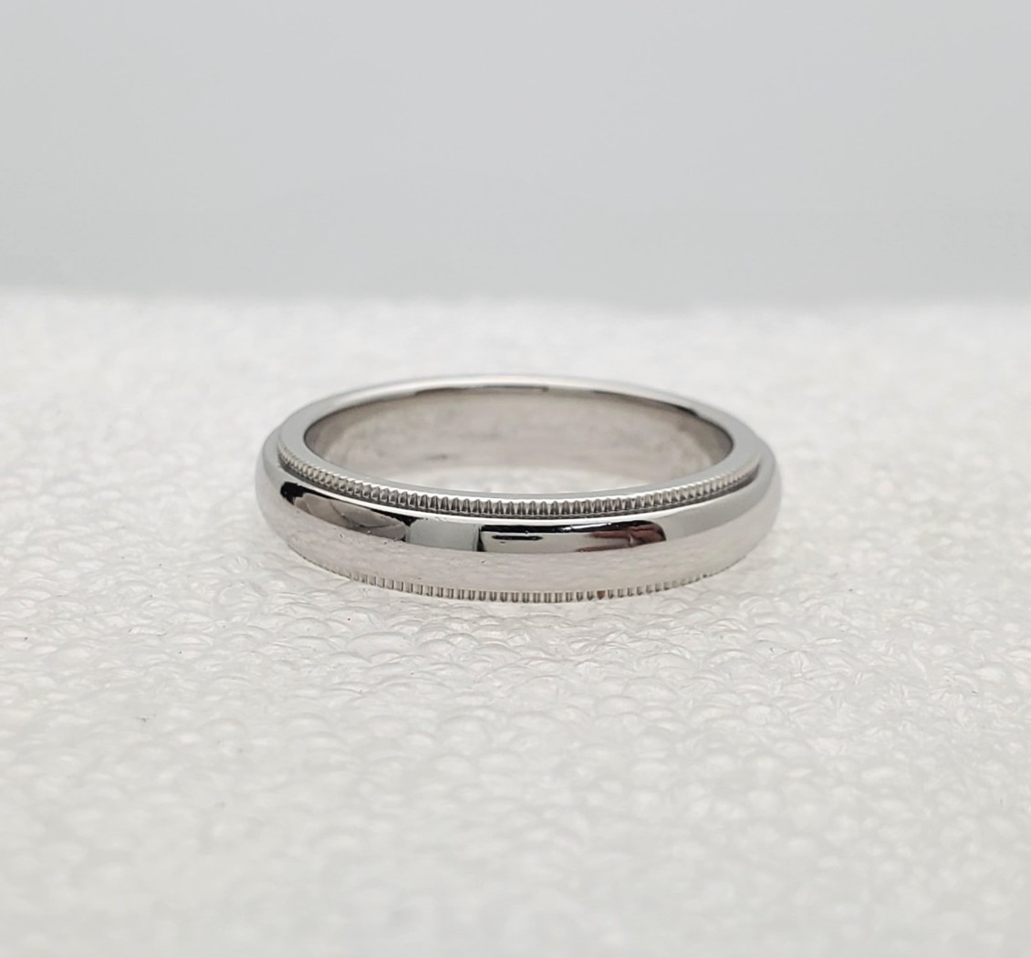 Tiffany & CO. 950 Platinum 4mm Milgrain Band Size 6.5 Ring 8.4g