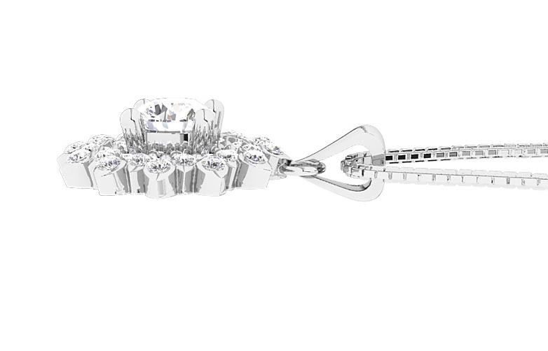 1Ct Center Solitaire Diamond Designer Cluster Pendant Necklace 2.00 Ct 14K Gold